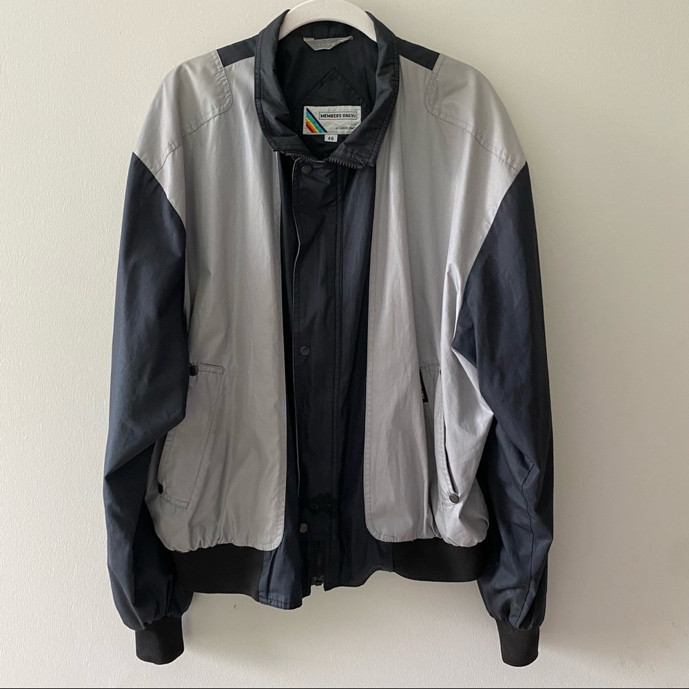 Members Only Vintage Gray & Black Jacket 46 XXL